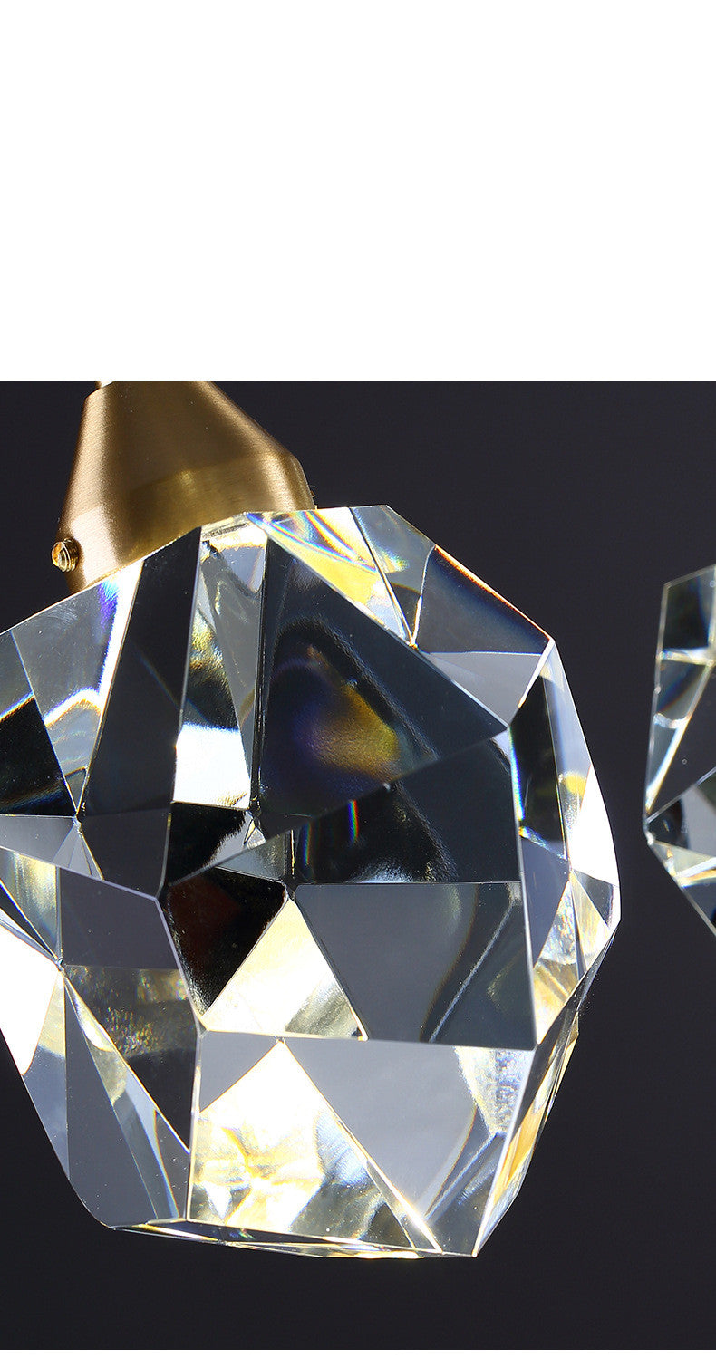 All Copper Light Luxury Crystal Three-Head Chandelier