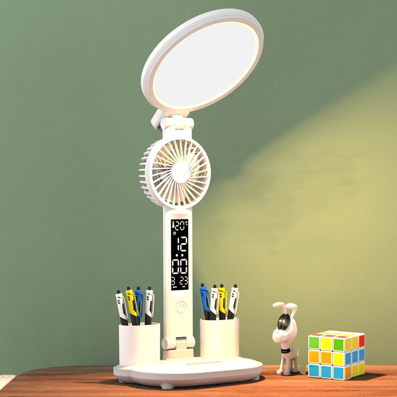 Foldable LED Clock Table Lamp and Fan